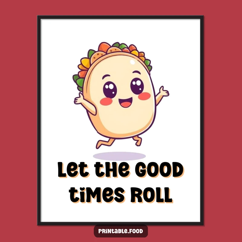 Funny Taco Dancing Poster: Spice Up Your Walls, A Fiesta Art Piece for Food Lovers