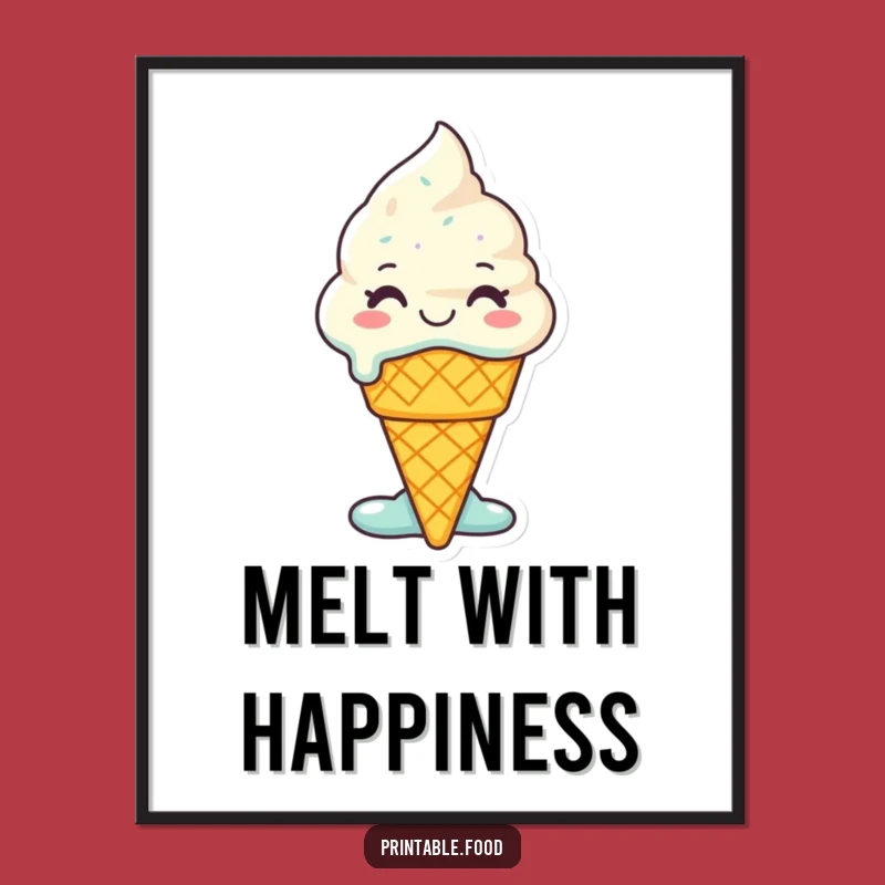 Funny Melting Ice Cream Poster: Pure Glee - Hilarious Dessert Art