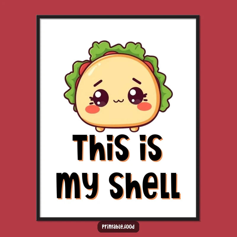 Funny Surprised Taco Poster - Hilarious Mexican Wall Art Gift