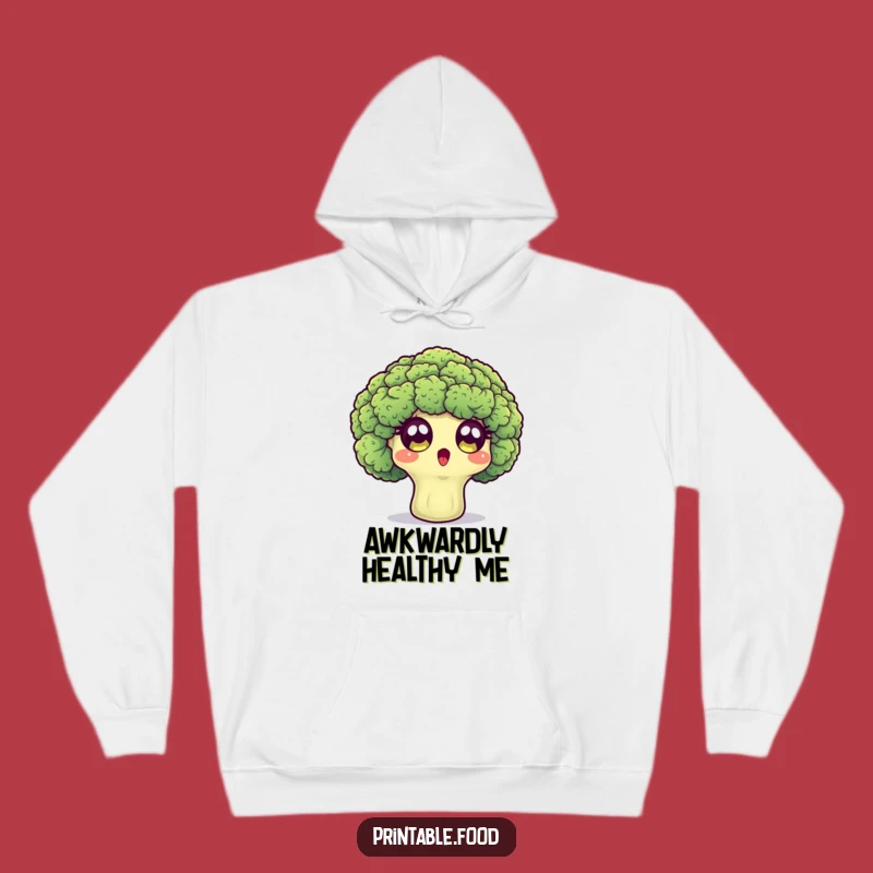 Cozy Funny Broccoli Hoodie: Surprised Floret Stays Wide-Eyed, Humorous Comfort Gift
