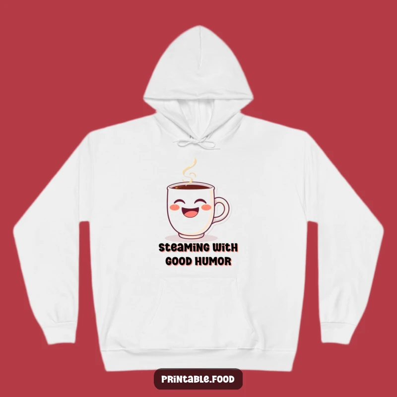 Funny Winking Coffee Cup Hoodie - Cozy Steaming Laughing Character