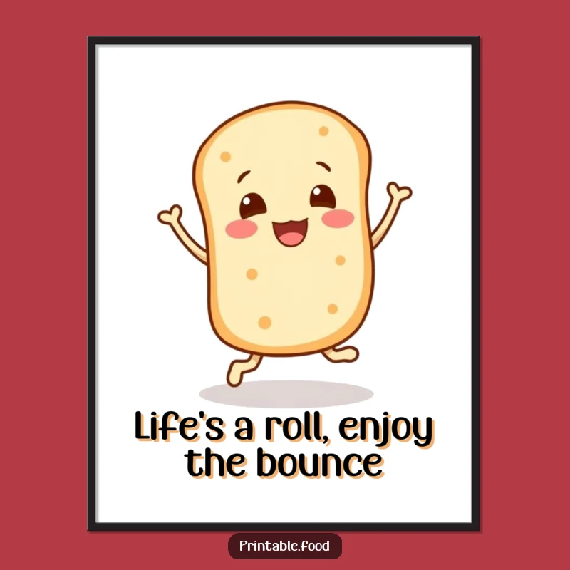 Free Printable Bread Roll Wall Art - Happy Bounce, Downloadable Decor