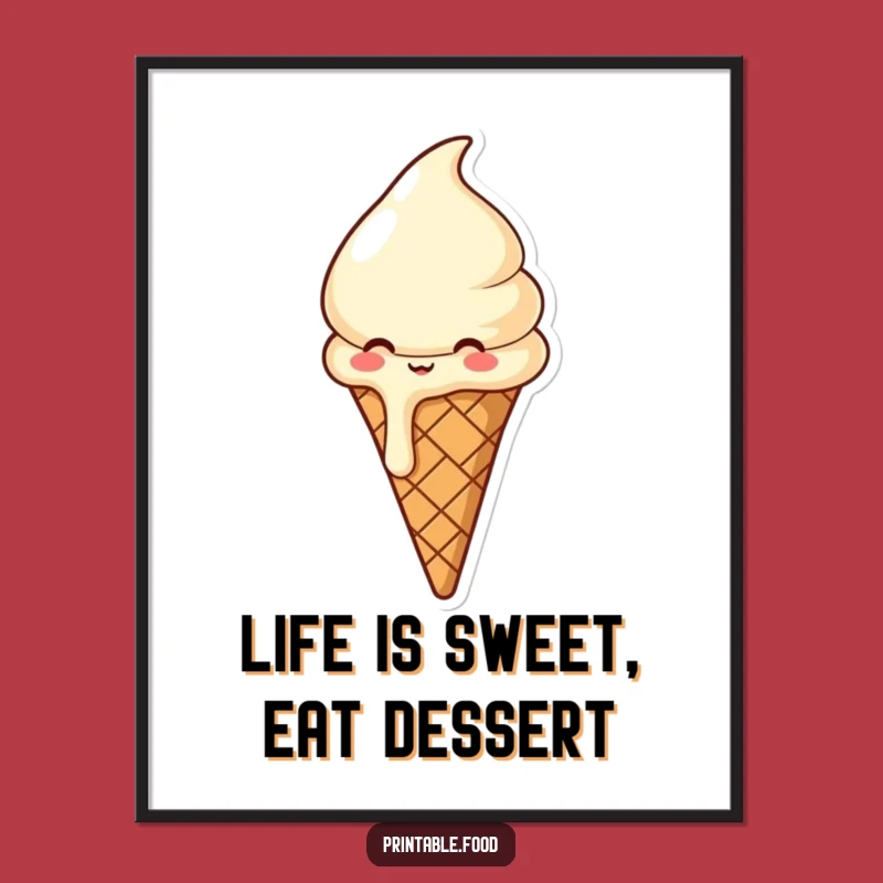 Free Printable Wall Art: Giggling Ice Cream - Funny Downloadable Decor!