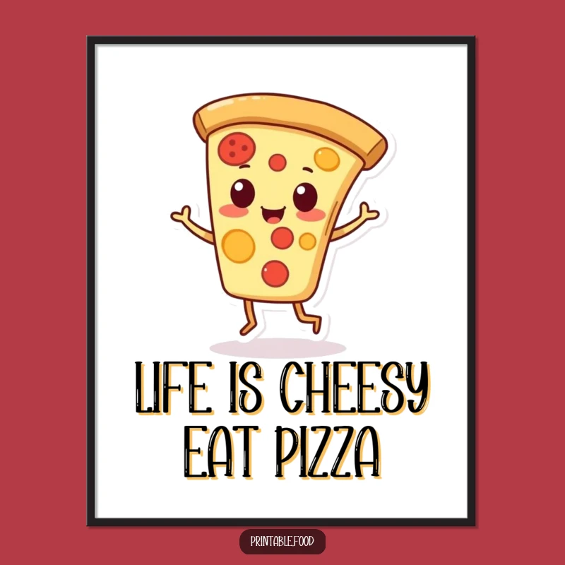 Free Printable Wall Art: Playful Pizza Jig - Funny Downloadable Decor Gift for Foodies