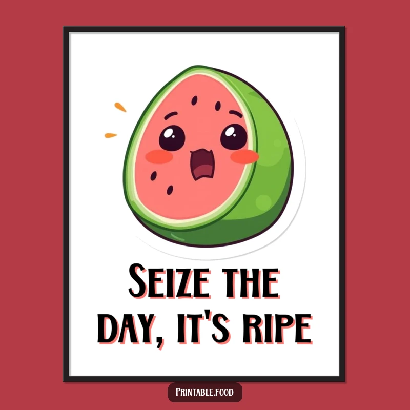 Free Printable Watermelon Wall Art: Surprised Slice, Funny Downloadable Decor
