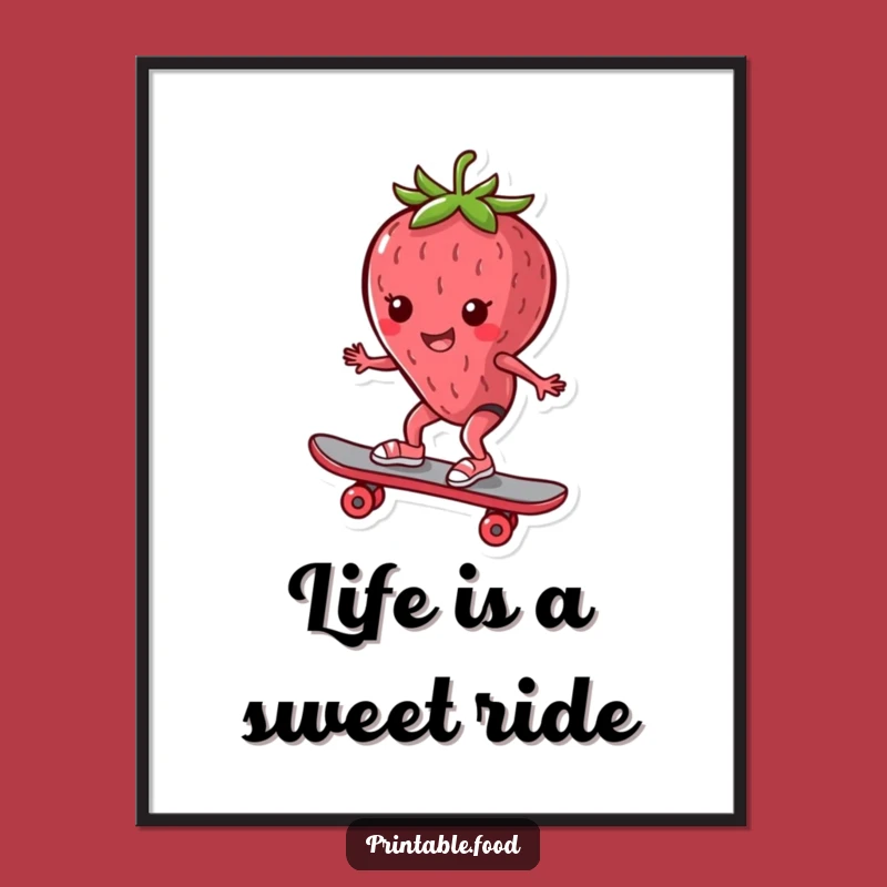 Funny Free Printable Wall Art: Strawberry Skater Dude - Downloadable Decor!