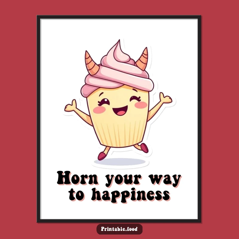 Free Printable Wall Art: Hilarious Hopping Cupcake for Quirky Home Decor Downloadable