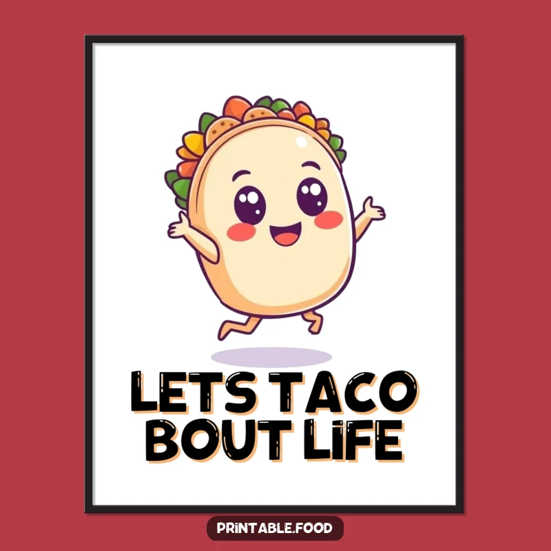 Free Printable Wall Art: Dancing Taco Fiesta - Funny Downloadable Decor!