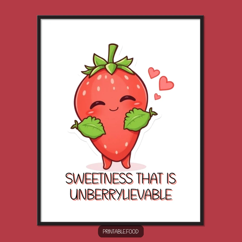 Free Printable Strawberry Art: Whimsical Decor, Funny Downloadable Gift