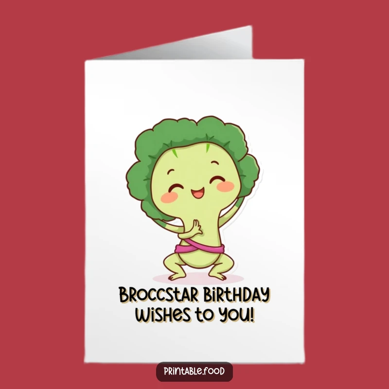 Free Printable Birthday Card: Broccoli Yoga Zen - Downloadable Birthday Humor!