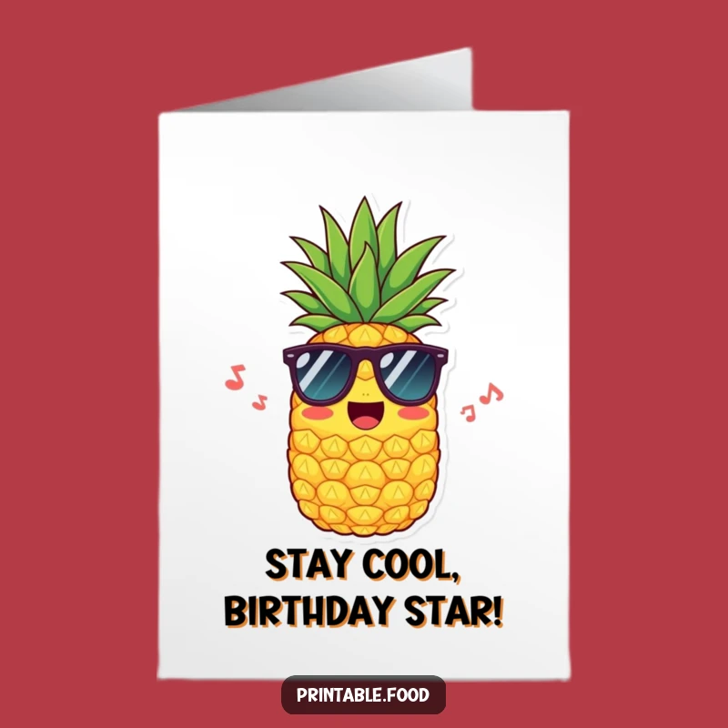 Free Printable Birthday Card: Cheerful Pineapple - Funny Downloadable Gift!
