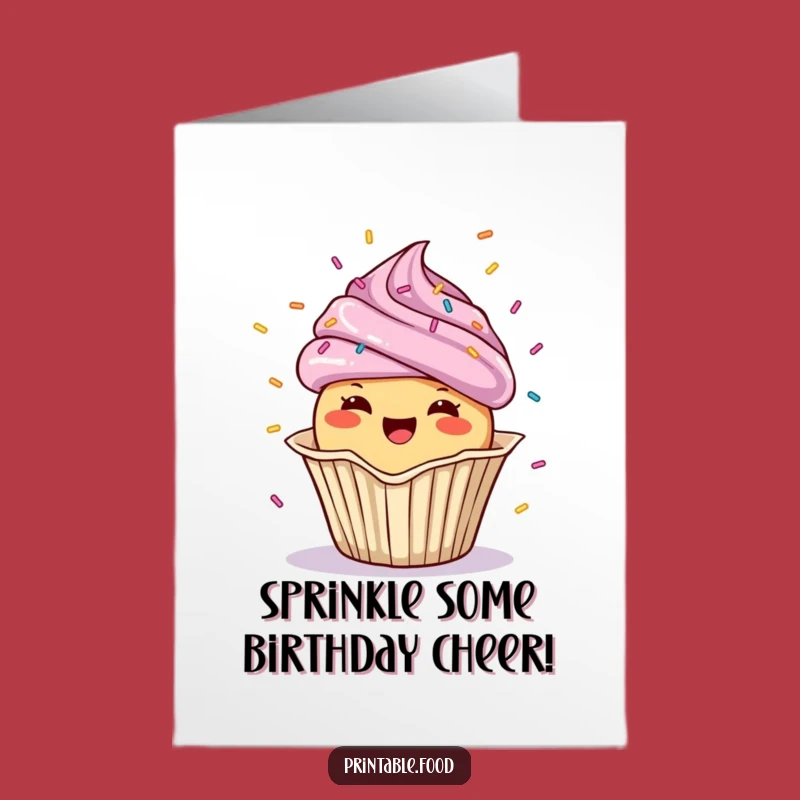 Free Printable Birthday Card: Cupcake Confetti Celebration Funny Downloadable Gift