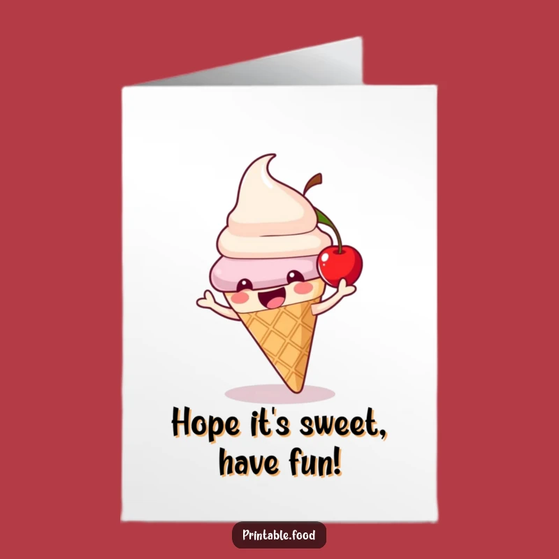 Free Printable Birthday Card: Playful Ice Cream Cone for a Sweet and Funny Celebration