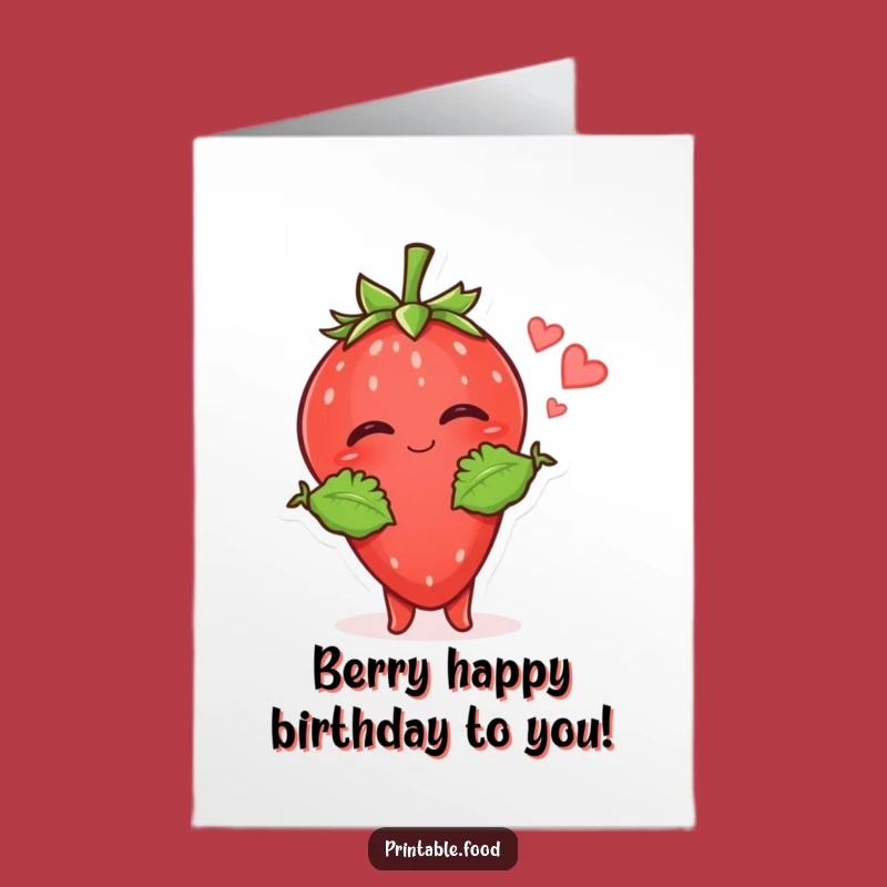 Free Printable Strawberry Card: Funny Birthday, Sweet Downloadable Gift