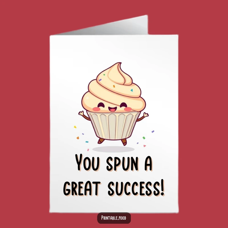 Free Printable Congrats Card: Spinning Cupcake Celebration, Downloadable Gift for Joyful News
