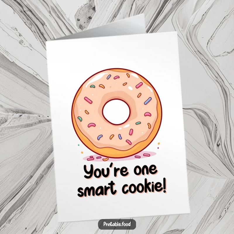 Funny Free Printable Congratulations Card: A delighted donut twirling joyfully on its vibrant sprinkles, cheering for success.