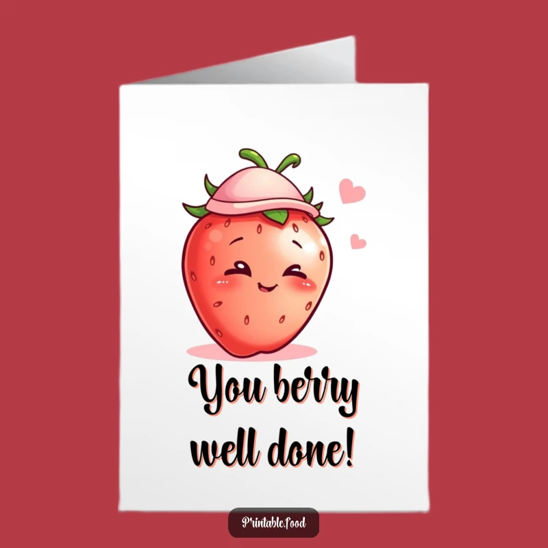 Free Printable Congrats Card: Winking Strawberry Hat - Funny Downloadable Gift