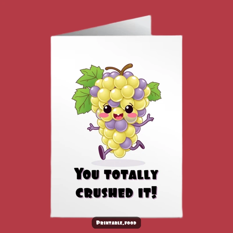 Free Printable Congratulations Card: Running Grape Bunch, Funny Downloadable Celebration!