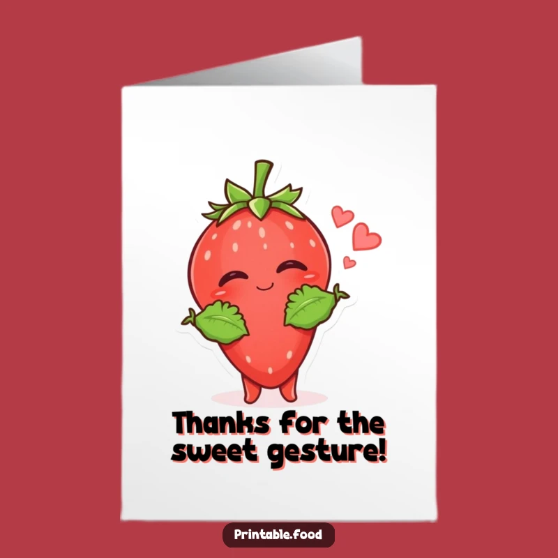 Free Printable Strawberry Card: Funny Thanks, Sweet Downloadable Gift