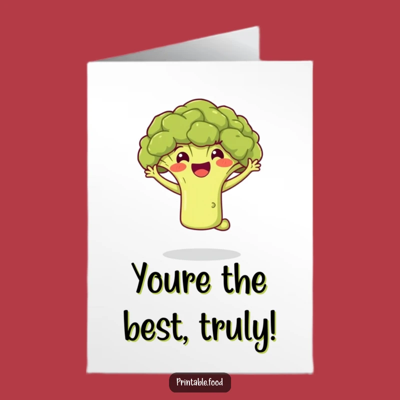 Free Printable Thank You Card: Happy Broccoli Leap - Funny Downloadable Gift!