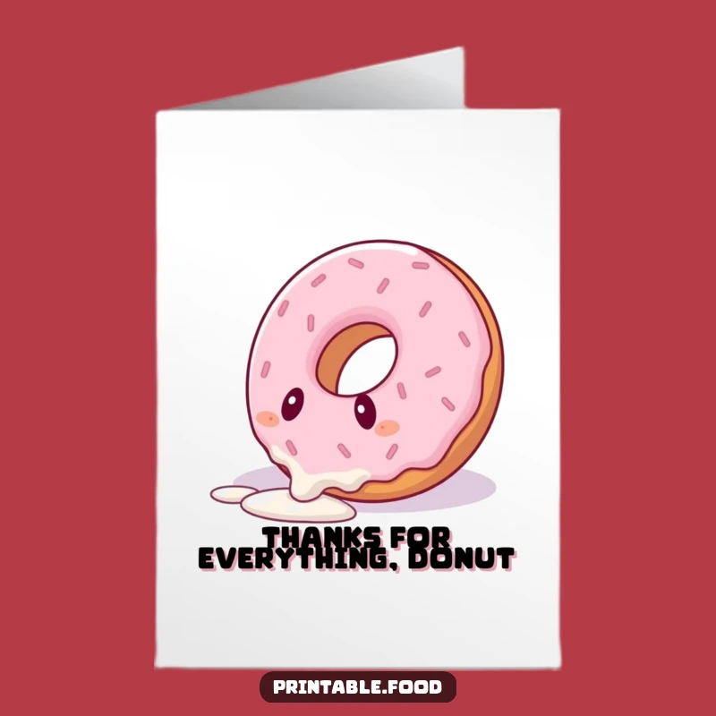 Free Printable Thank You Card: Tripping Donut, Icing Fail, Funny Foodie Downloadable Art