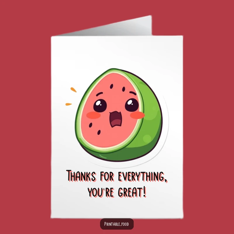 Free Printable Watermelon Thank You Card: Surprised Slice Expressing Thanks