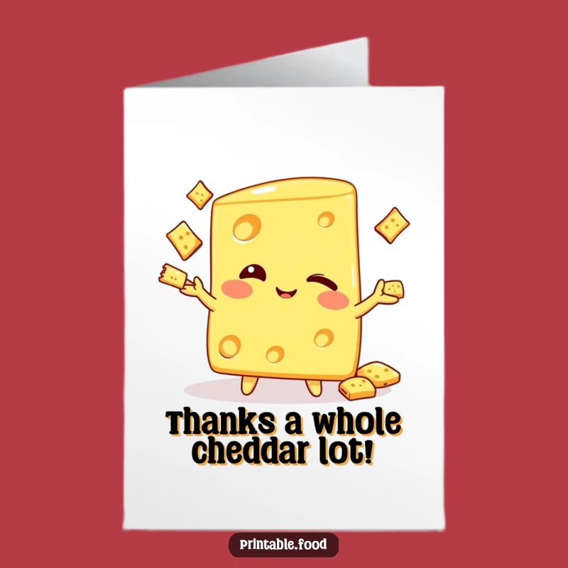 Free Printable Thank You Card: Cheese Juggler - Cute & Funny Downloadable