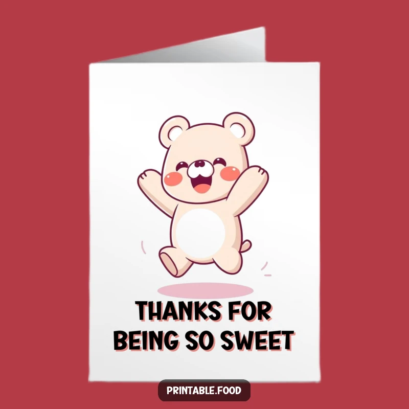 Free Printable Thank You Card: Gummy Bear Spring Funny Downloadable Gift for Energetic Thanks