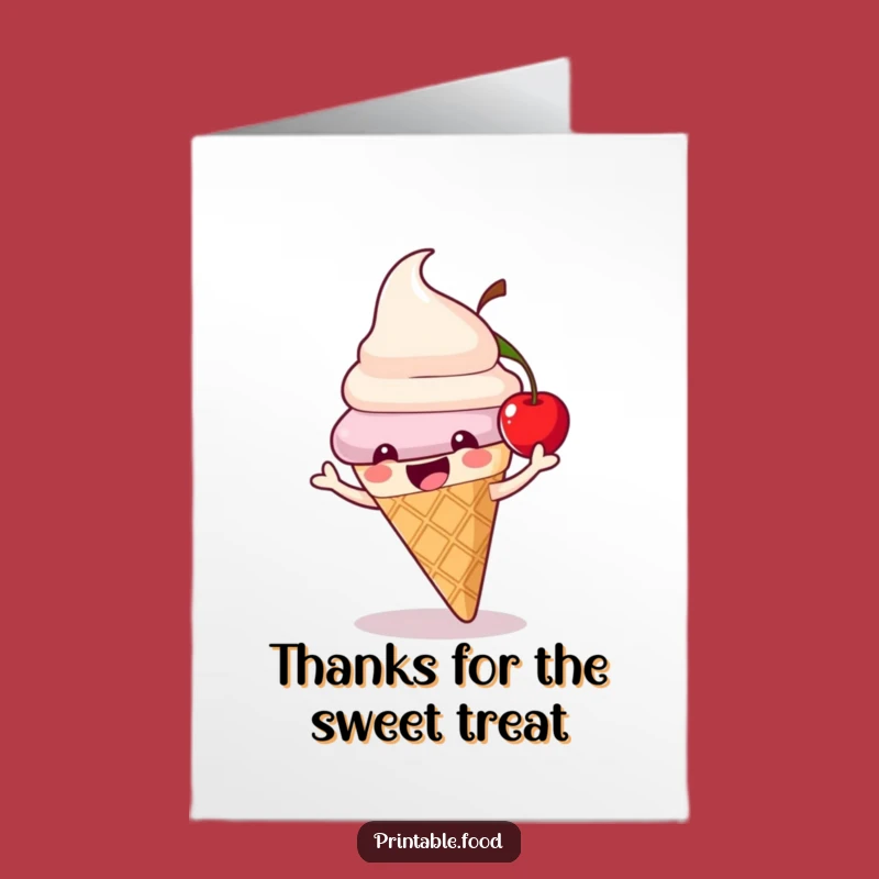 Free Printable Thank You Card: Sweet Thanks from a Bouncing Ice Cream Cone