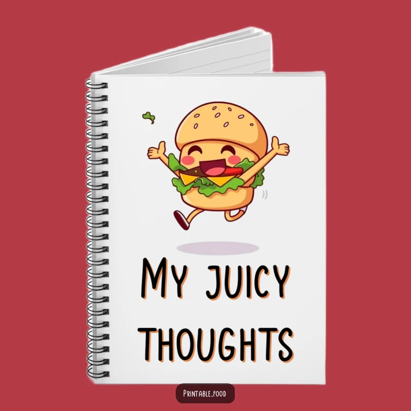 Funny Burger Notebook: Grinning Leaping Character, Ideal Funny Gift for Notes