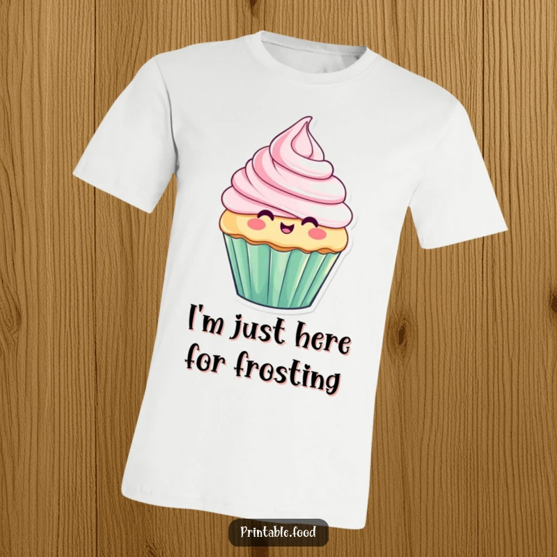 Funny t-shirt with a playful cupcake character, its frosting hilariously rising and falling, showcasing baking humor and a mischievous spirit.