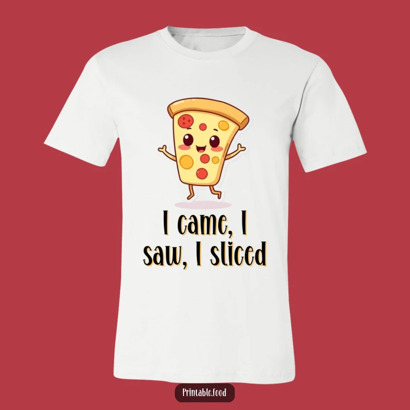 Funny Pizza Slice T-Shirt: Playful Character Jigs Happily, Hilarious Apparel Gift