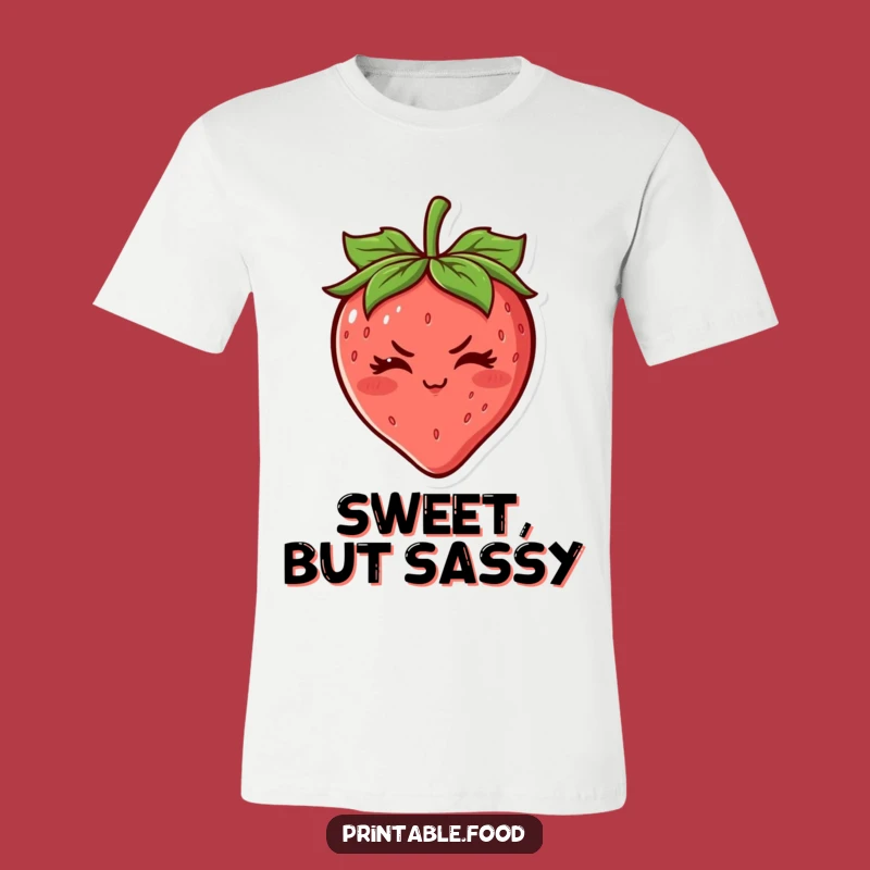 Funny Strawberry Wink T-Shirt: Sweetly Determined - Cheerful Graphic Tee