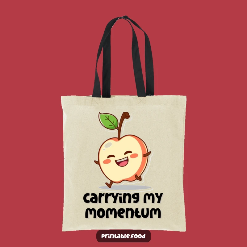Funny Determined Apple Tote Bag: Energetic Fruit Reusable Bag, Humorous Gift