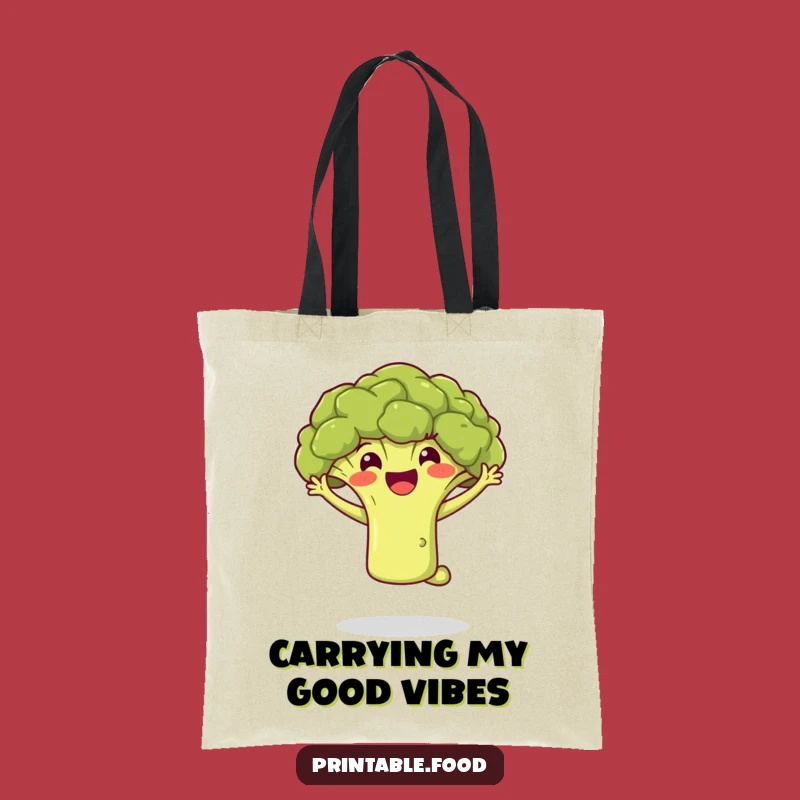 Funny Broccoli Jumping Tote Bag: Carry Your Groceries with Glee, A Lively Veggie Shopping Essential