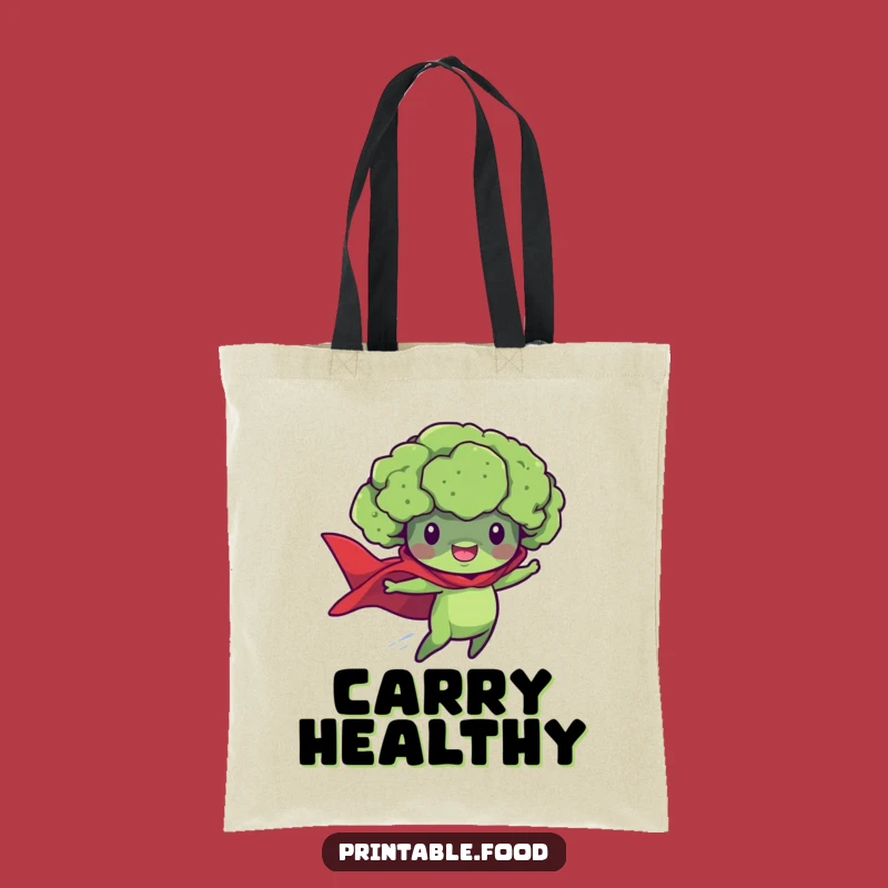 Funny Broccoli Superhero Tote Bag - Hilarious Veggie Carrier