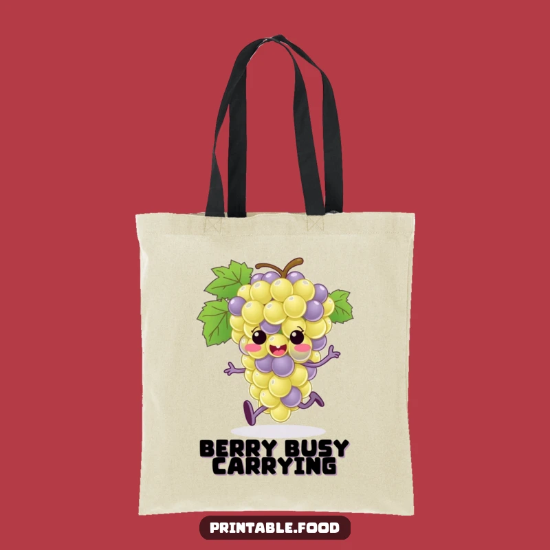 Funny Grape Bunch Running Tote Bag: Stylish & Spacious Bag for Carrying Laughs