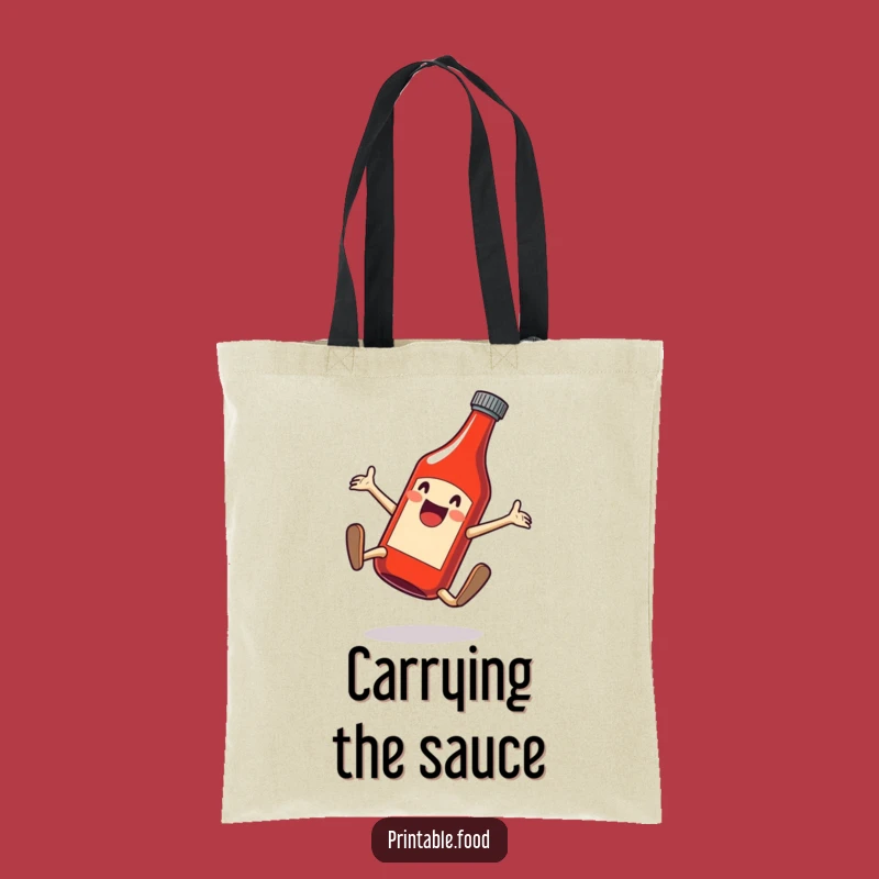 Funny Ketchup Cartwheel Tote Bag - Hilarious Condiment Accessory