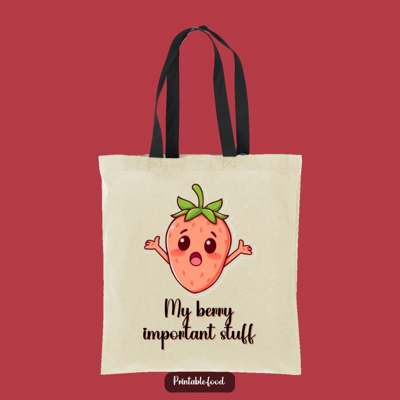 Funny Surprised Strawberry Tote Bag - Hilarious Fruity Hauler